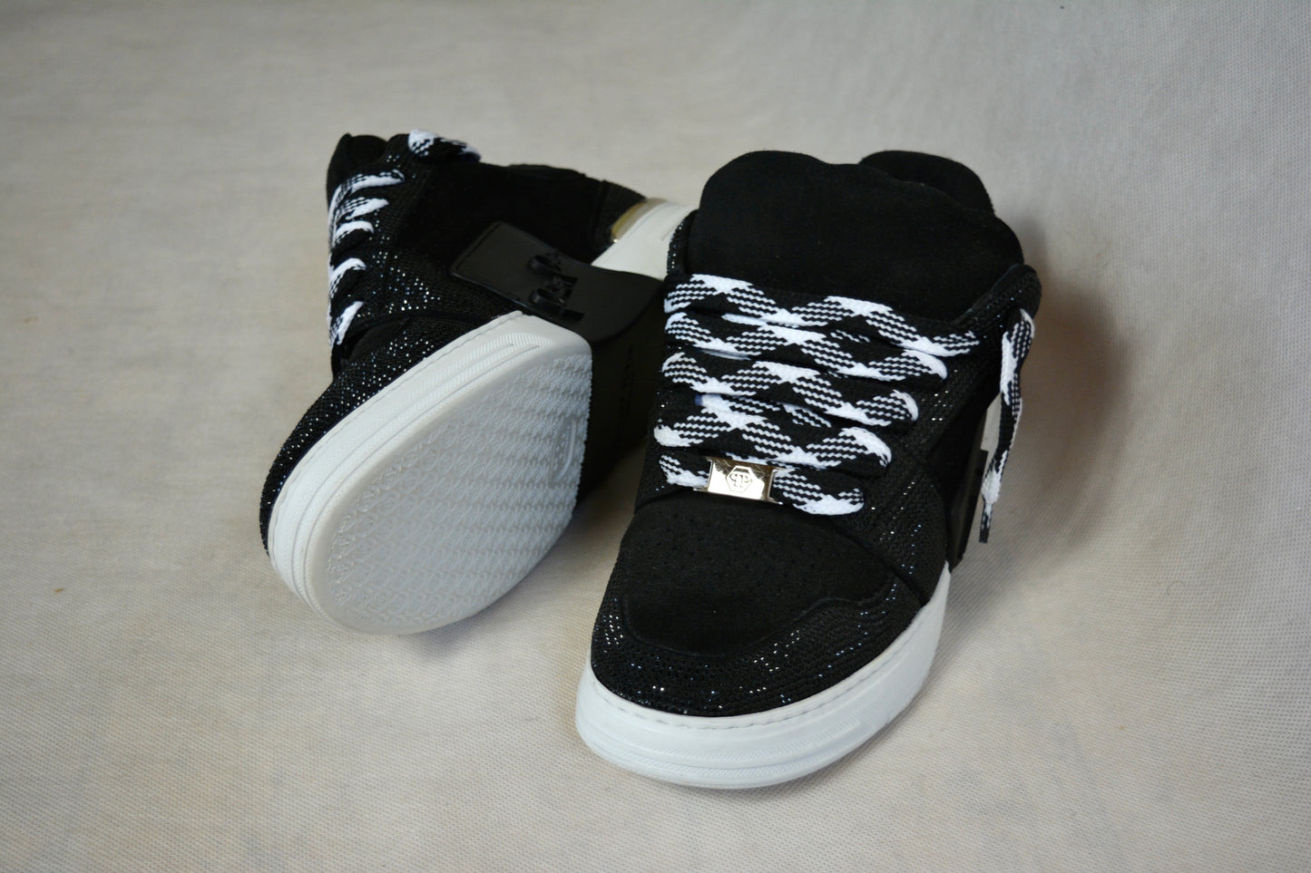 Philipp Plein Super Street Lo-Top Sneakers Black with crystal embellishments
