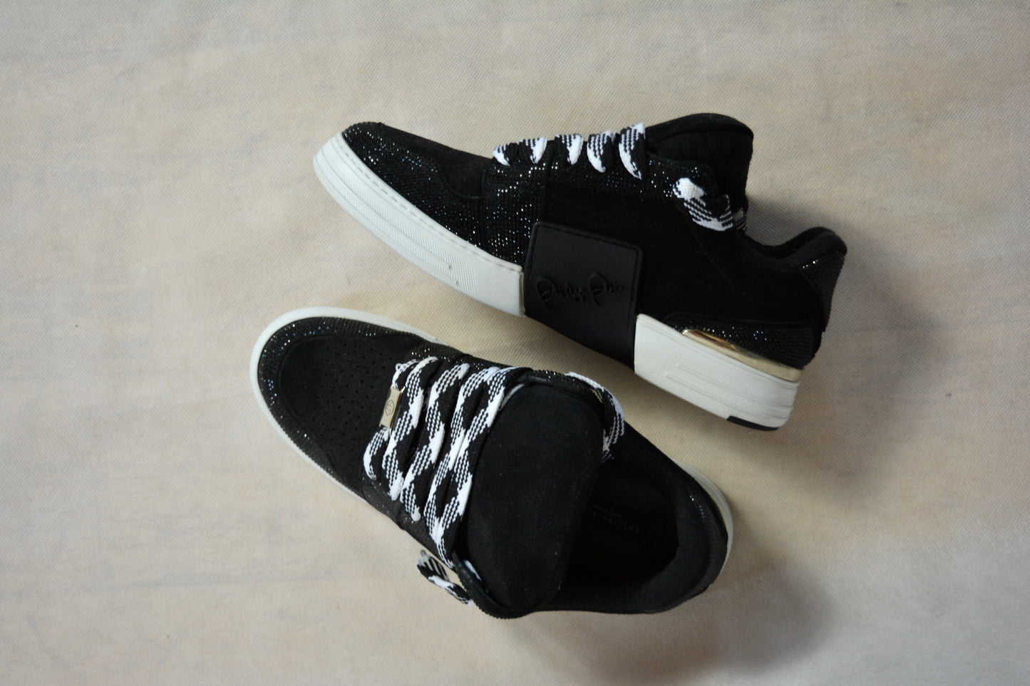 Philipp Plein Super Street Lo-Top Sneakers Black with crystal embellishments