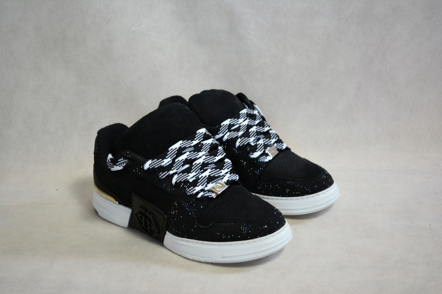 Philipp Plein Super Street Lo-Top Sneakers Black with crystal embellishments